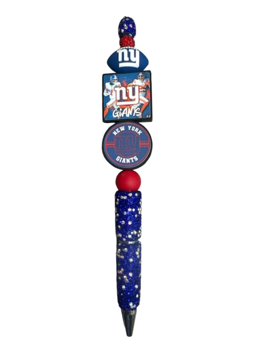 New York Giants Beaded Pen With Sparkling Blue Handle For Football Fans & Office